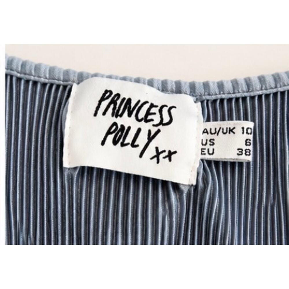 Princess Polly Smoky Blue Pleated Mini Dress Wedding Guest Romantic Size 6 NWOT - Picture 5 of 7